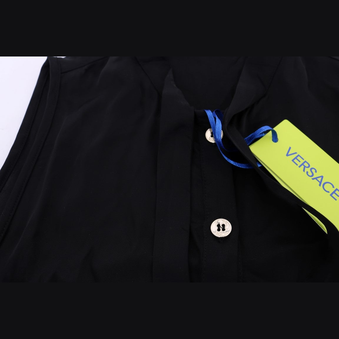 Versace Jeans Black Sleeveless Viscose Blouse Top Versace Jeans