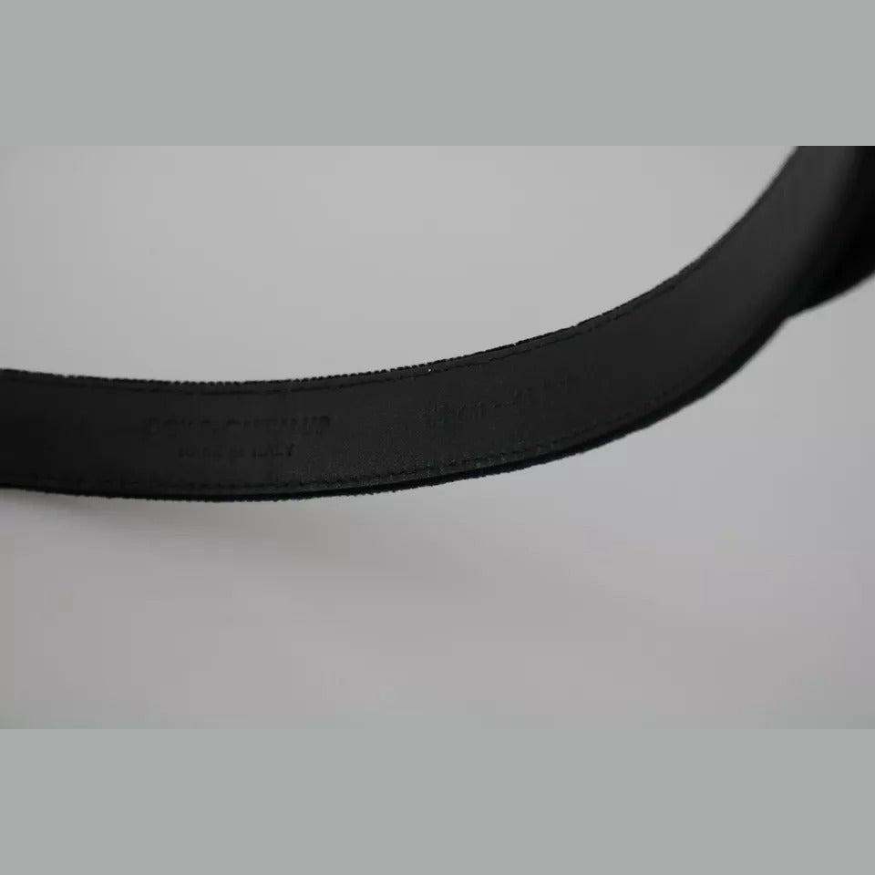 Dolce & Gabbana Black Velvet Leather Silver Buckle Belt Dolce & Gabbana
