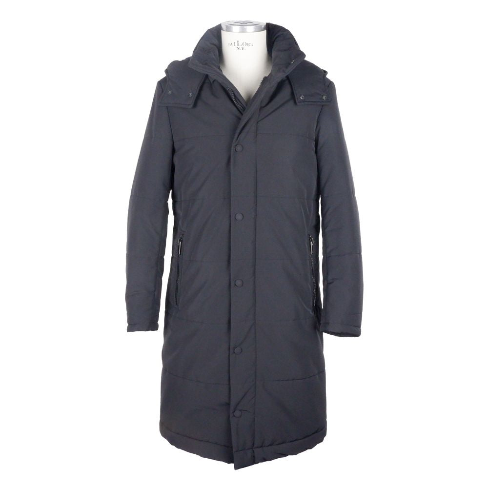 Made in Italy Black Wool Men's Raincoat Made in Italy