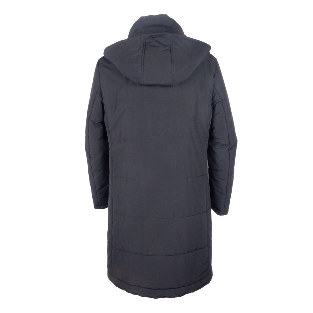 Made in Italy Black Wool Men's Raincoat Made in Italy