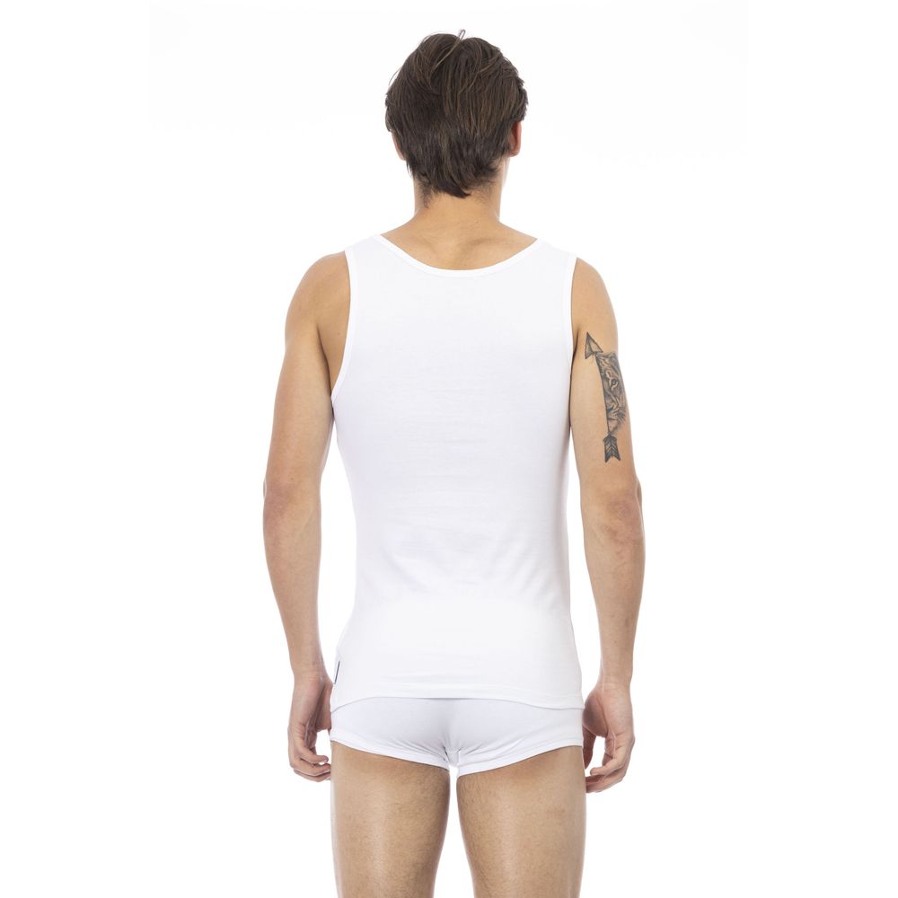 Bikkembergs White Cotton Men's Tank Top Bikkembergs