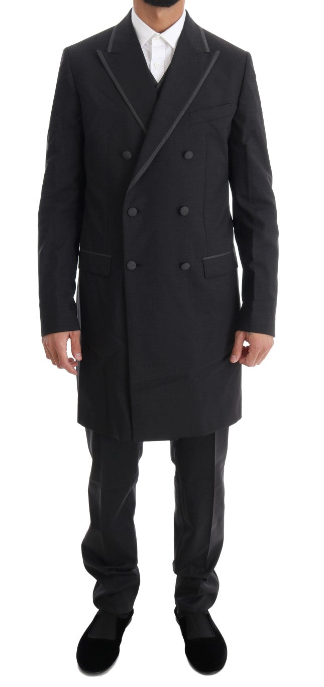 Dolce & Gabbana Gray Wool Stretch 3 Piece Two Button Suit Dolce & Gabbana