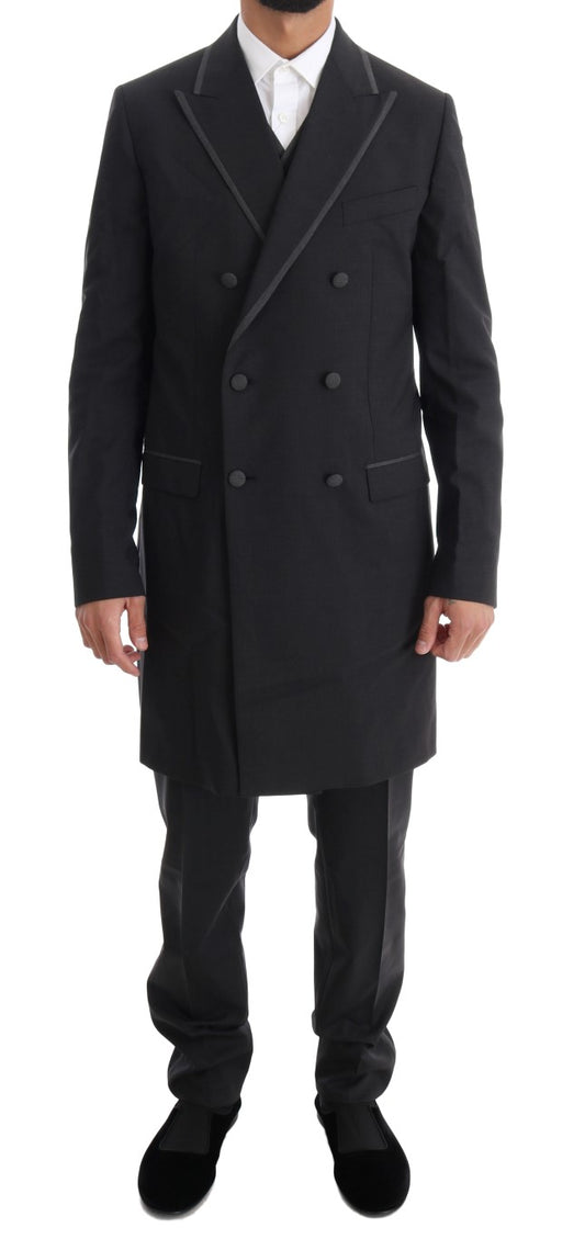 Dolce & Gabbana Gray Wool Stretch 3 Piece Two Button Suit Dolce & Gabbana