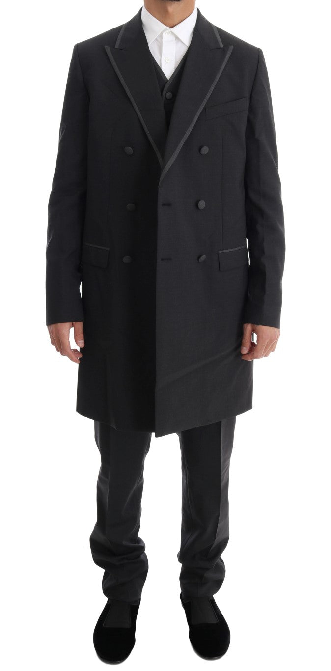 Dolce & Gabbana Gray Wool Stretch 3 Piece Two Button Suit Dolce & Gabbana
