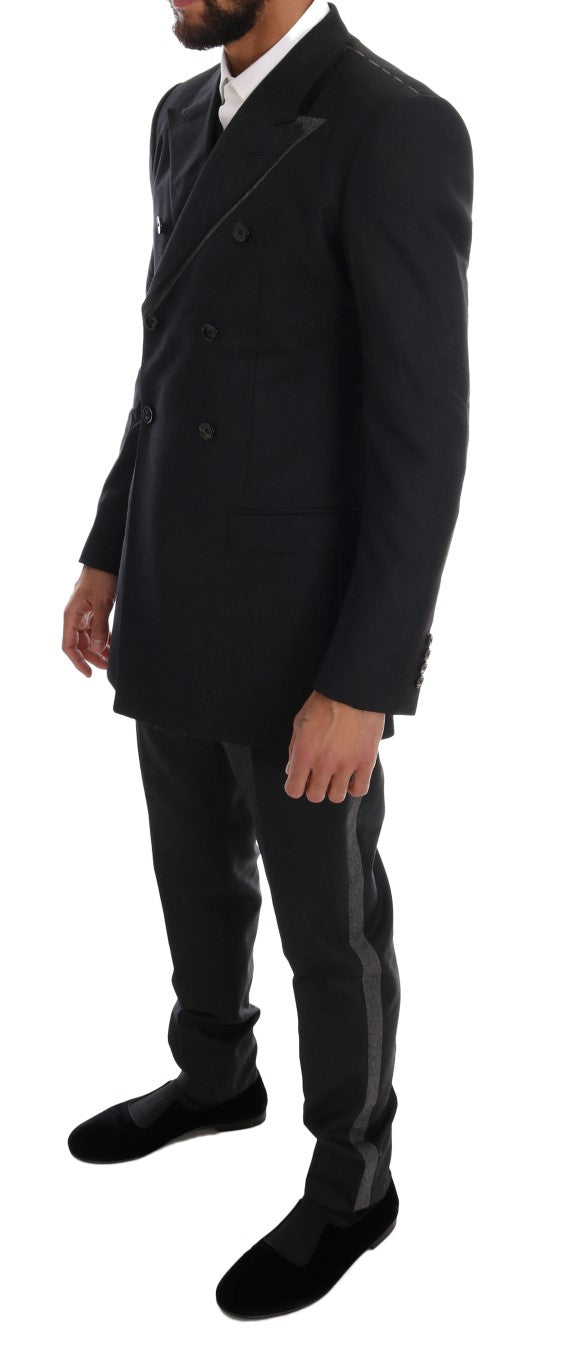 Dolce & Gabbana Gray Wool Double Breasted 3 Piece Suit Dolce & Gabbana
