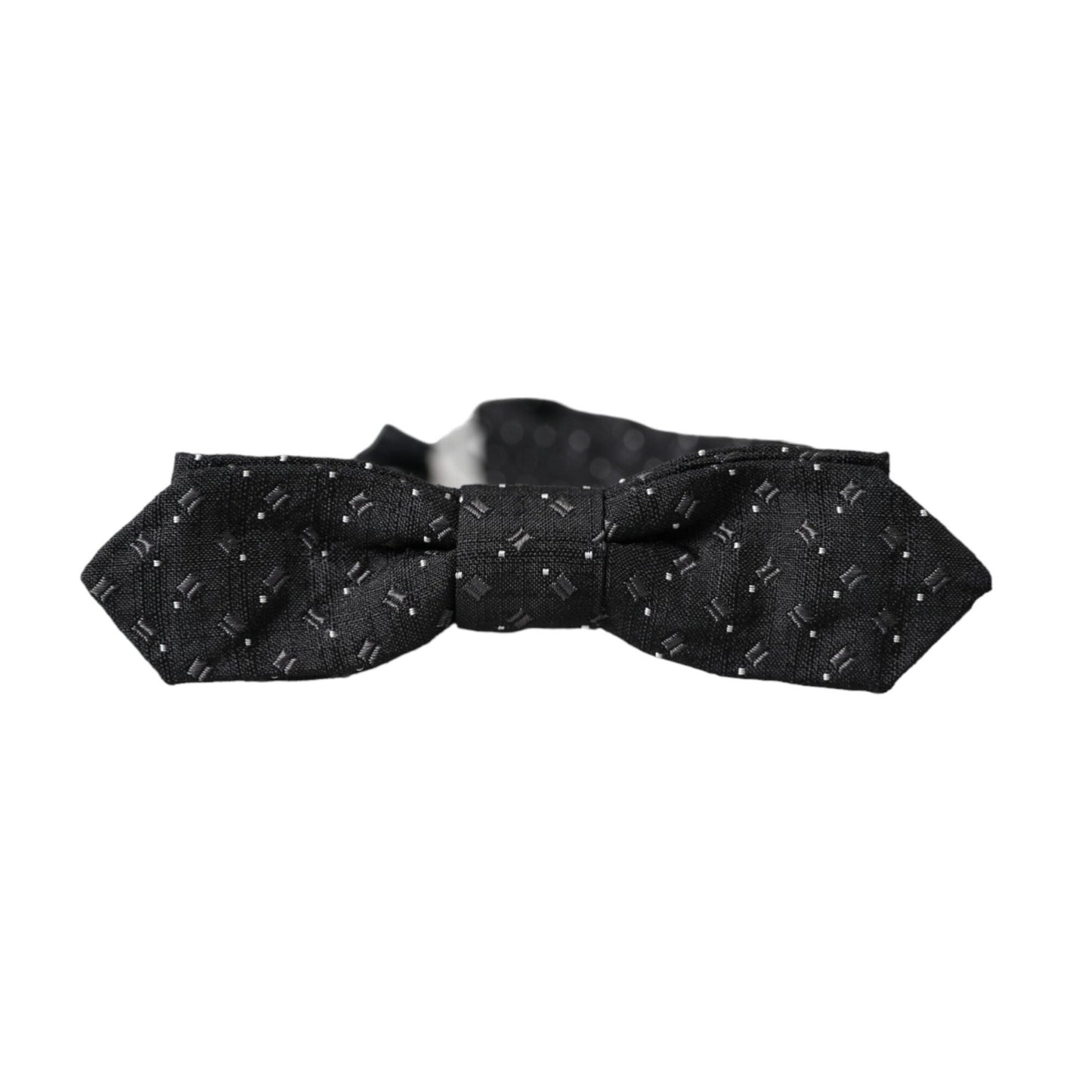 Dolce & Gabbana Black Silk Patterned Adjustable Neck Men Papillon Bow Tie