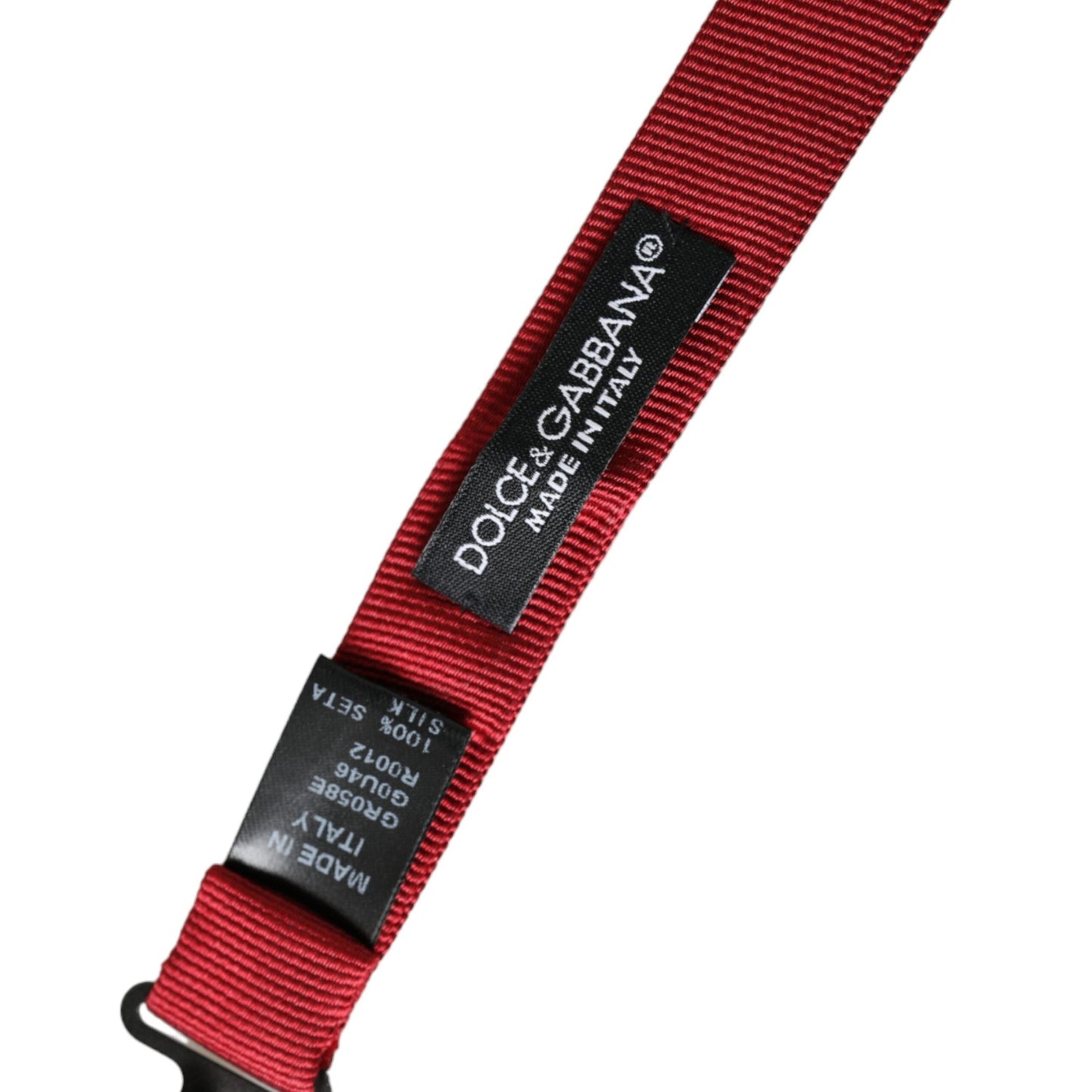 Dolce & Gabbana Red Silk Jacquard Adjustable Neck Men Bow Tie