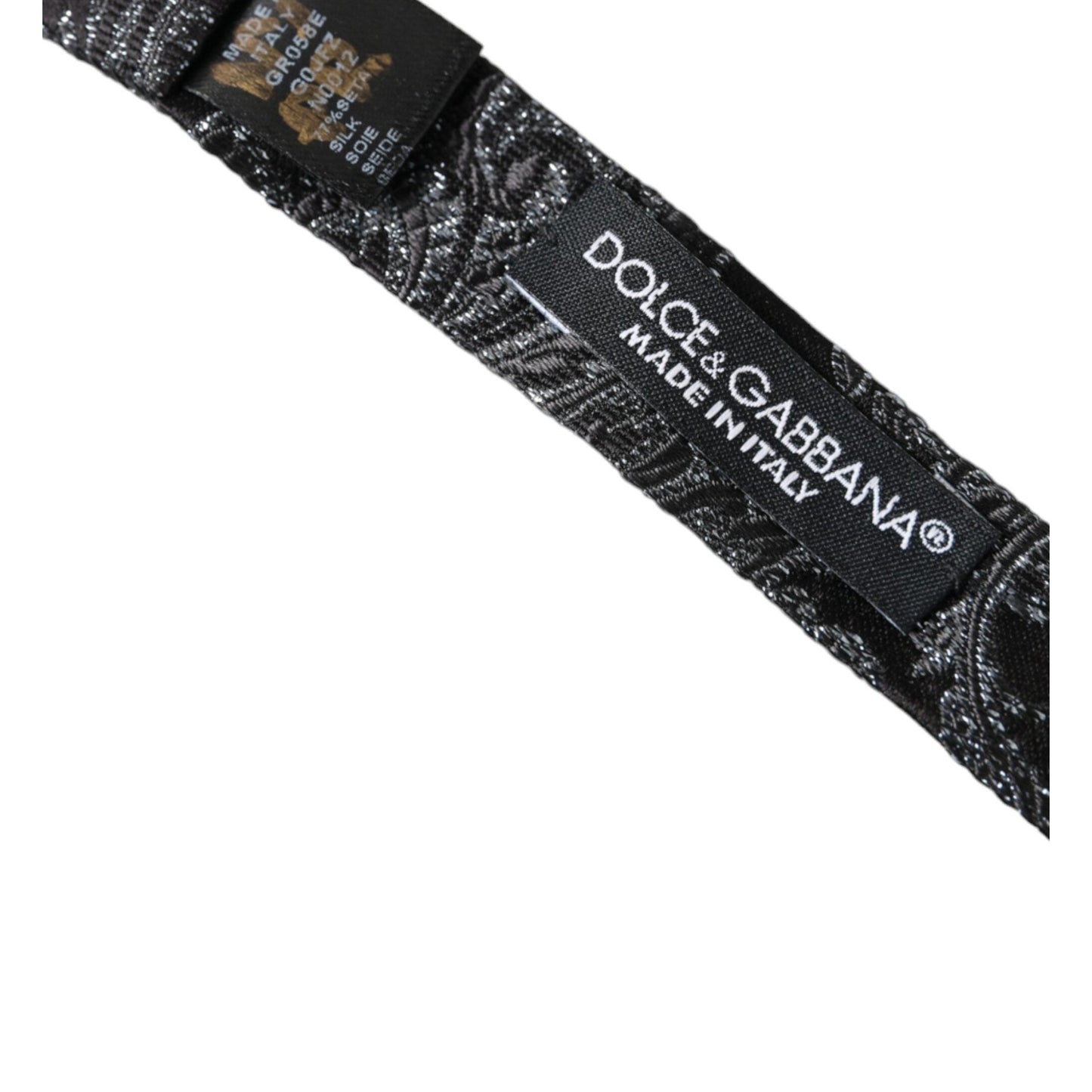 Dolce & Gabbana Black Silk Jacquard Adjustable Neck Men Bow Tie