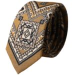 Dolce & Gabbana Yellow 100% Silk Wheel Print Adjustable Men Tie Dolce & Gabbana