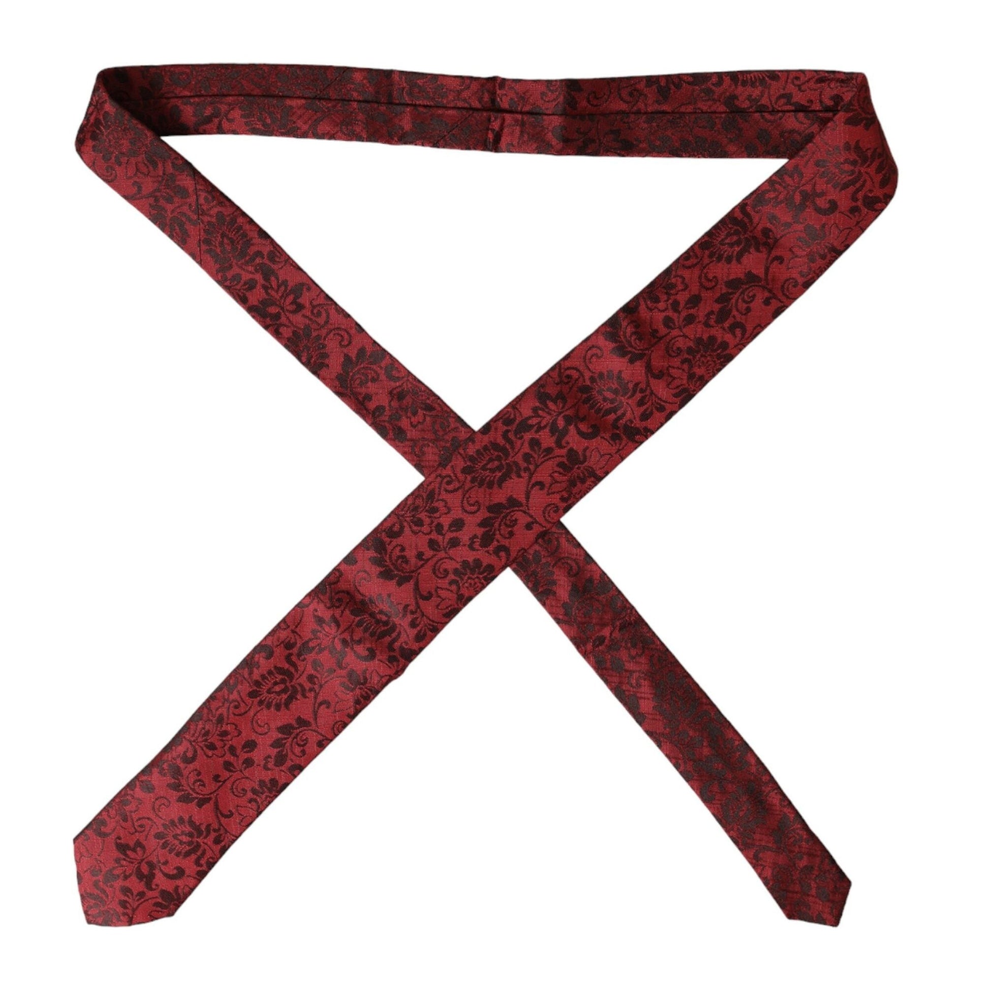 Dolce & Gabbana Red Floral Brocade Silk Adjustable Men Tie Dolce & Gabbana