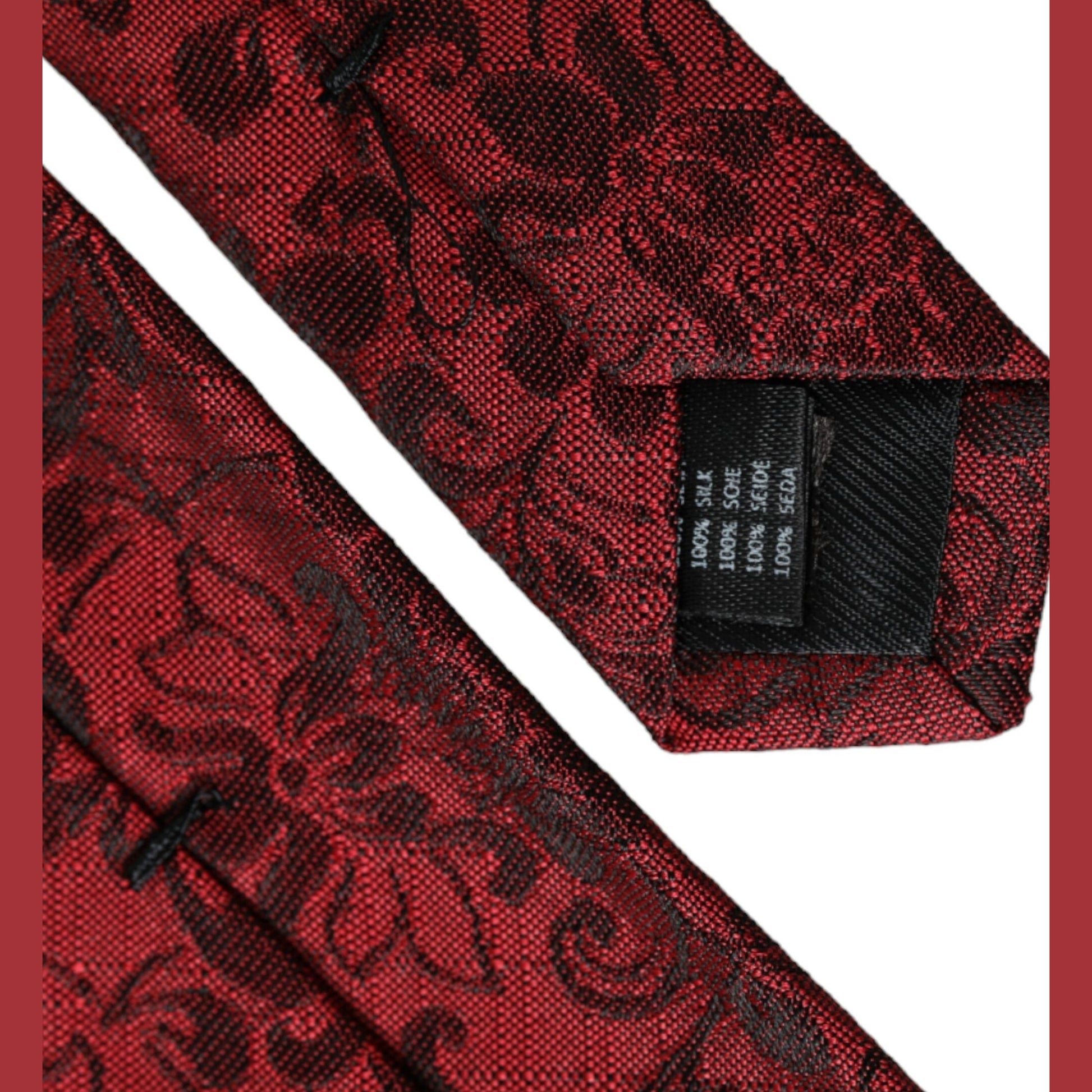 Dolce & Gabbana Red Floral Brocade Silk Adjustable Men Tie Dolce & Gabbana
