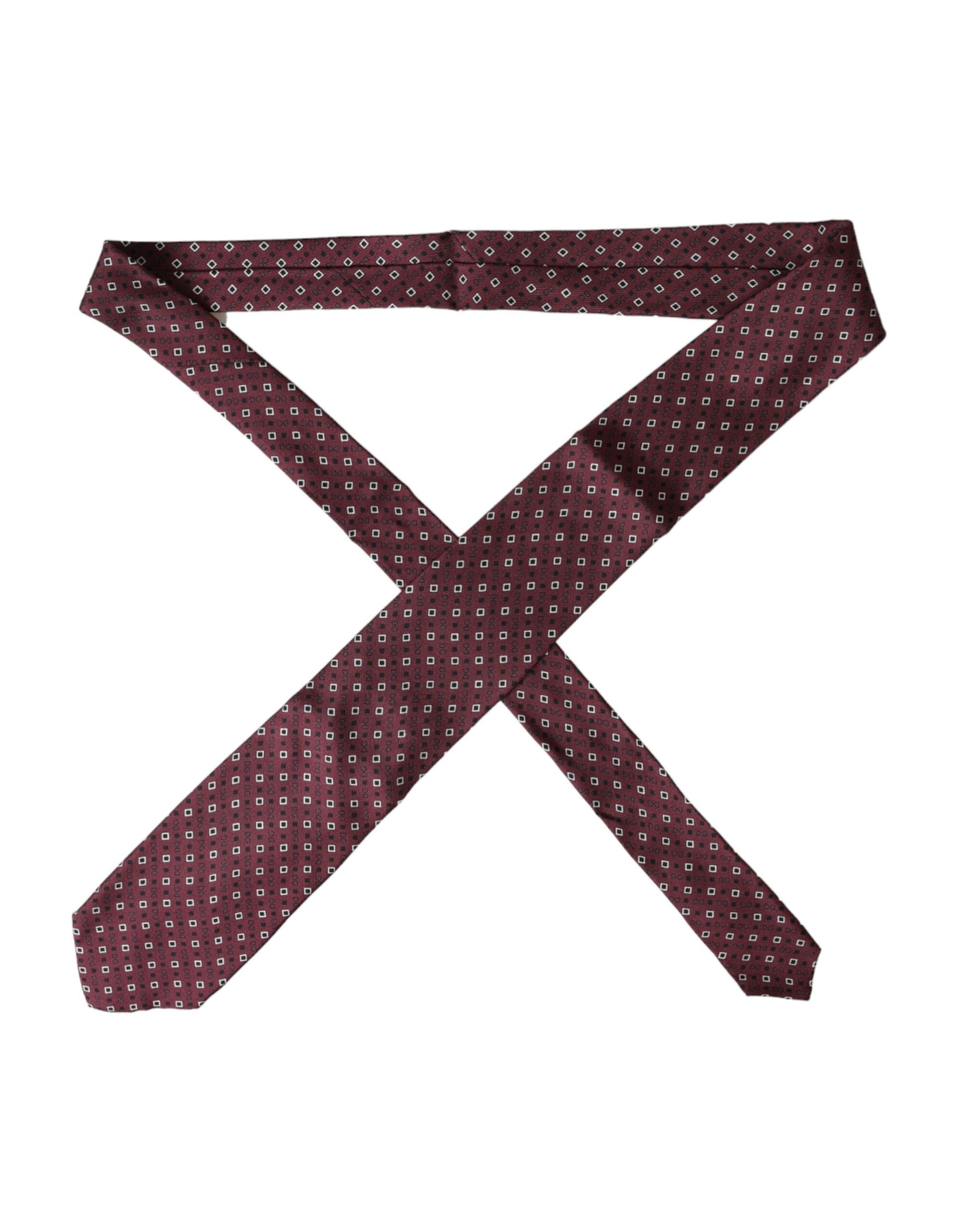 Dolce & Gabbana Maroon Silk Branded Logo Adjustable Men Tie Dolce & Gabbana