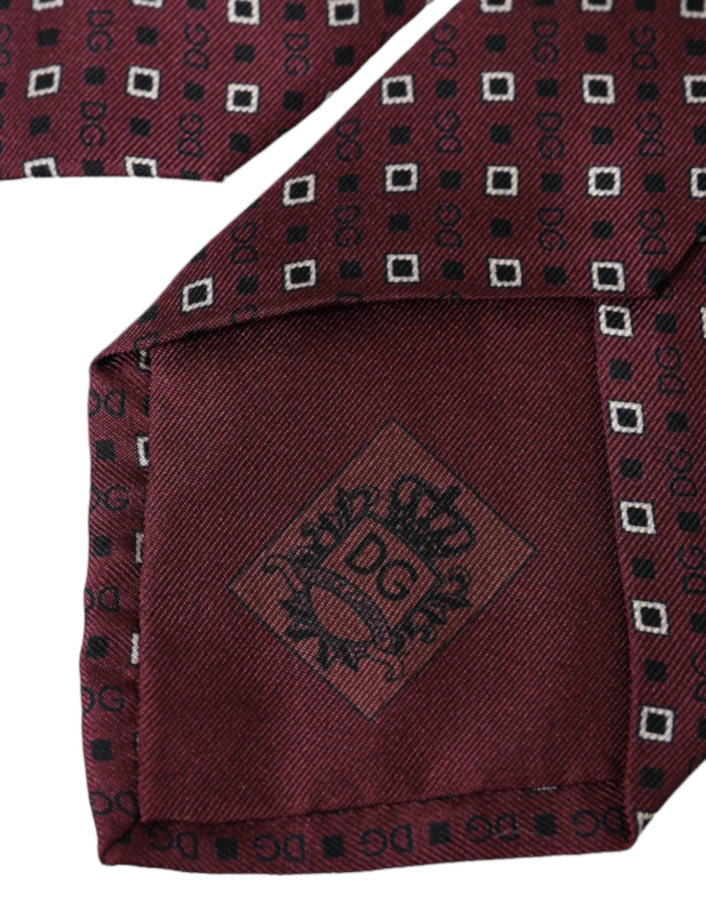 Dolce & Gabbana Maroon Silk Branded Logo Adjustable Men Tie Dolce & Gabbana