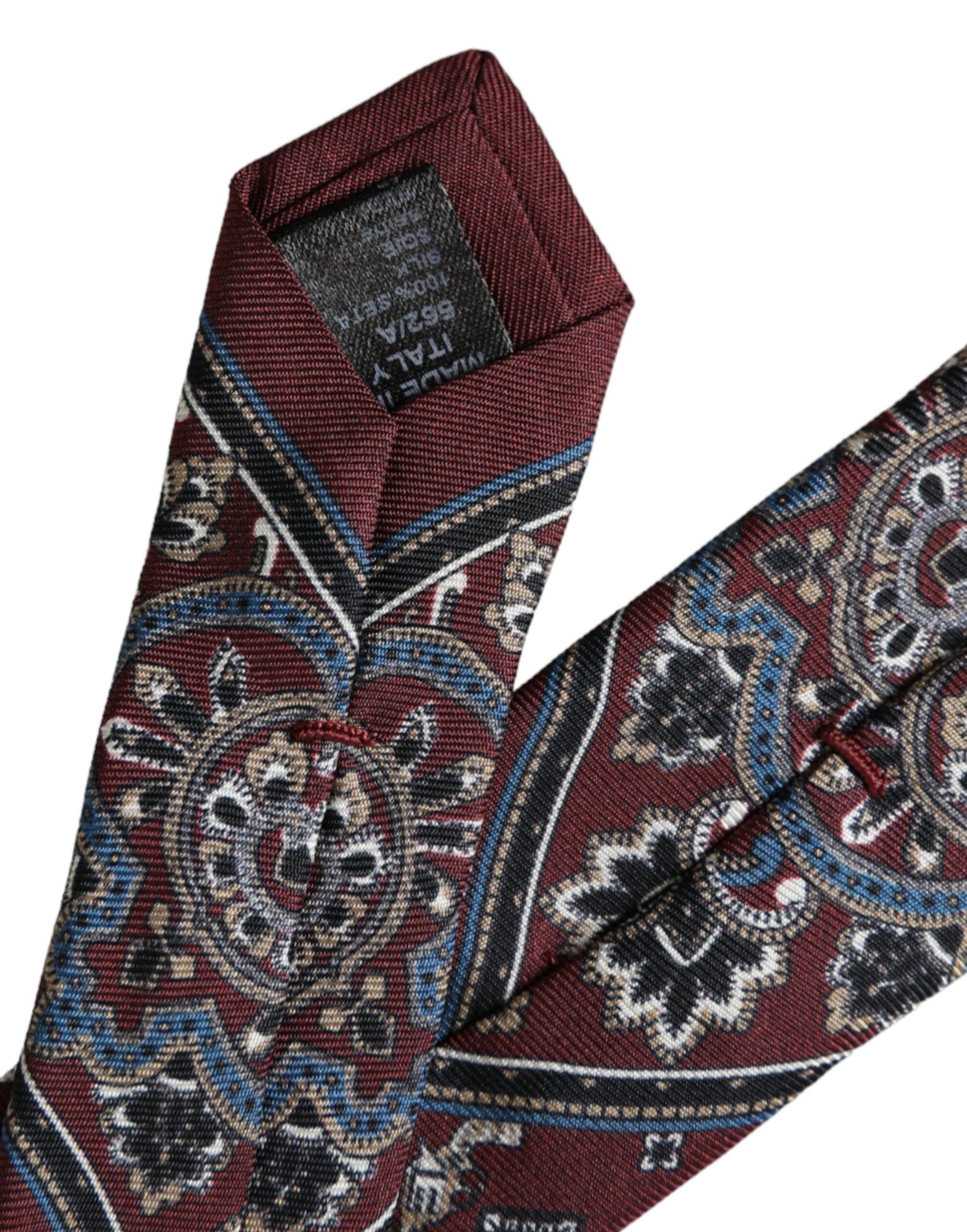 Dolce & Gabbana Bordeaux Printed 100% Silk Adjustable Men Tie Dolce & Gabbana