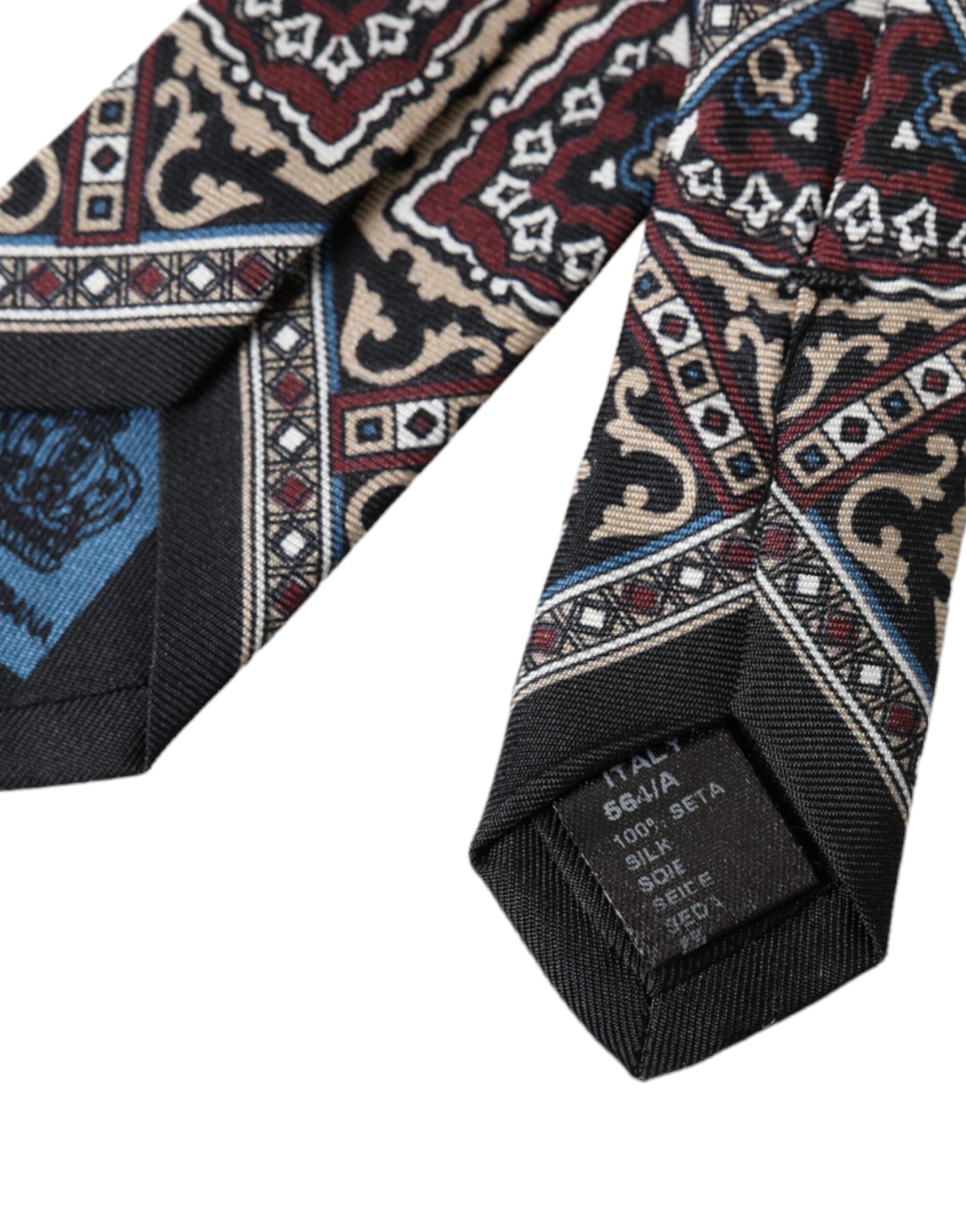 Dolce & Gabbana Black Printed 100% Silk Adjustable Men Tie Dolce & Gabbana
