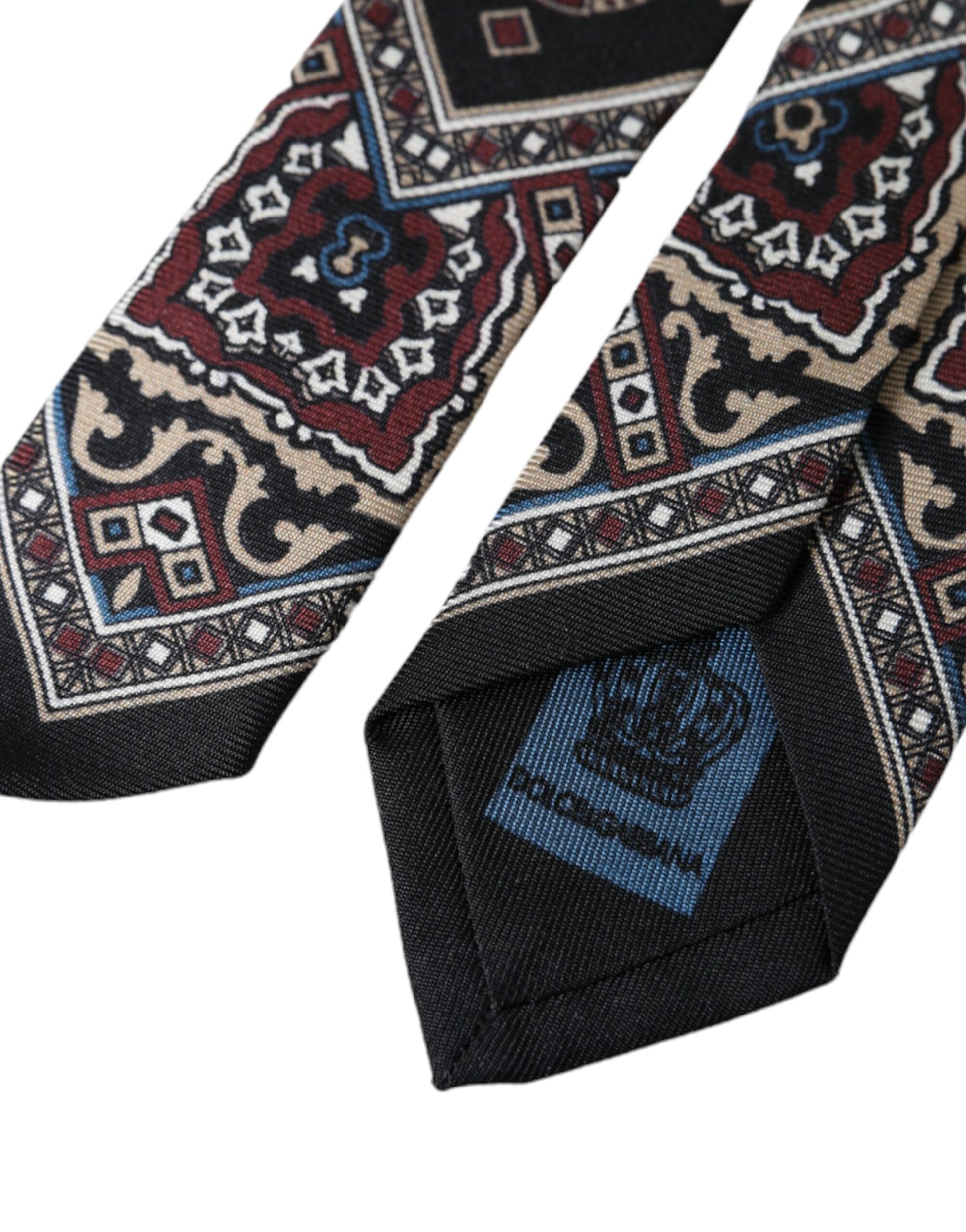 Dolce & Gabbana Black Printed 100% Silk Adjustable Men Tie Dolce & Gabbana