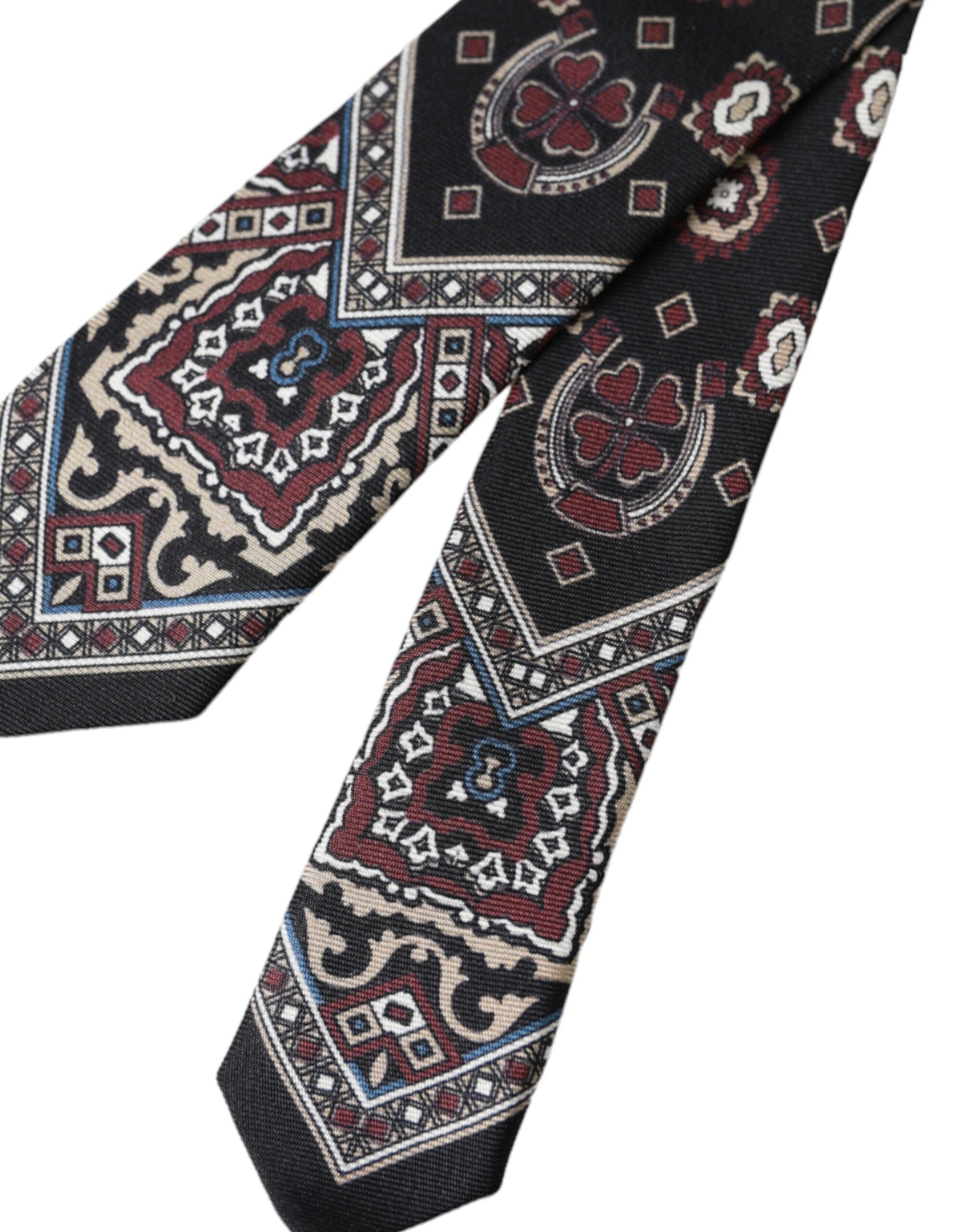 Dolce & Gabbana Black Printed 100% Silk Adjustable Men Tie Dolce & Gabbana