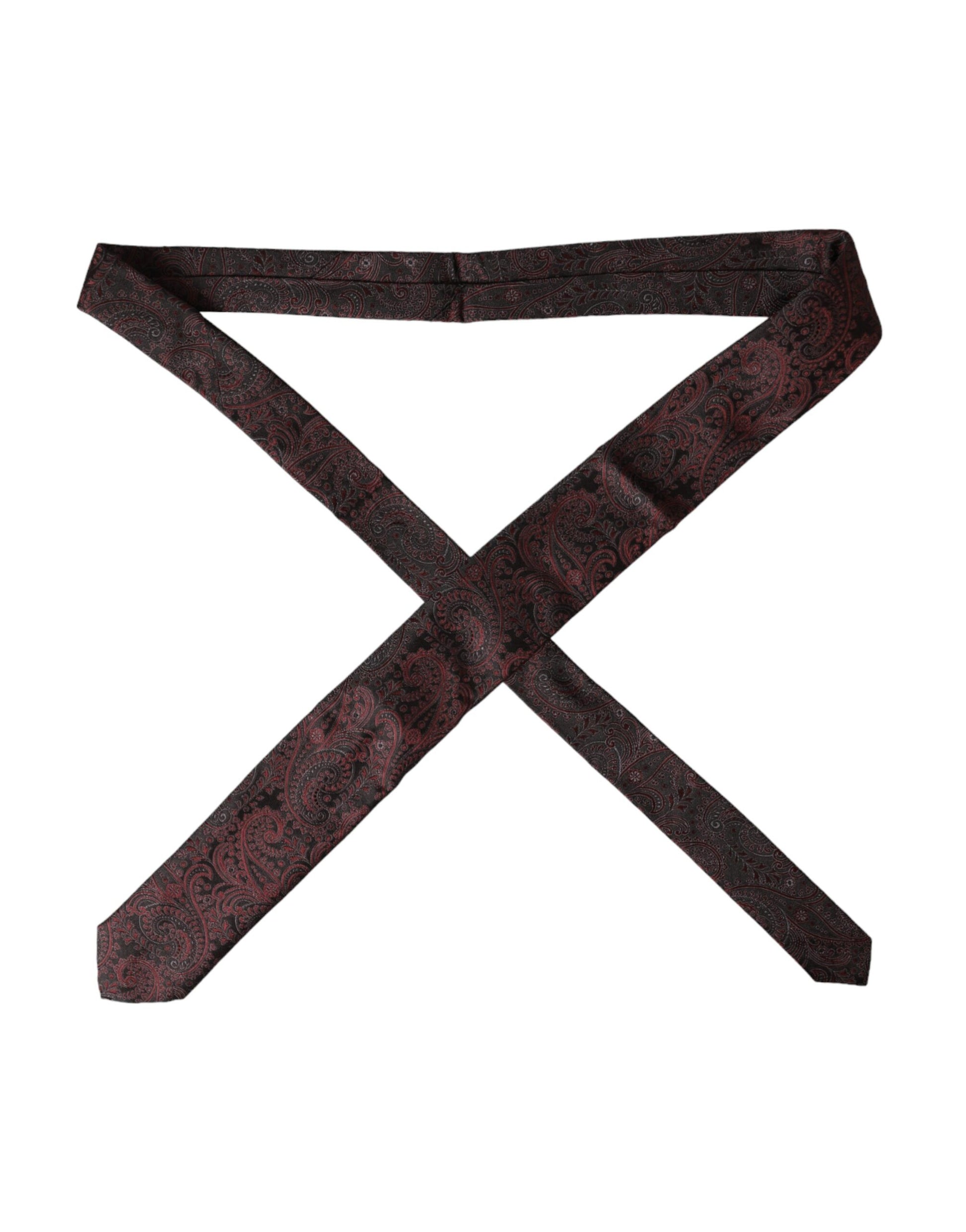 Dolce & Gabbana Bordeaux Patterned Silk Adjustable Men Tie Dolce & Gabbana