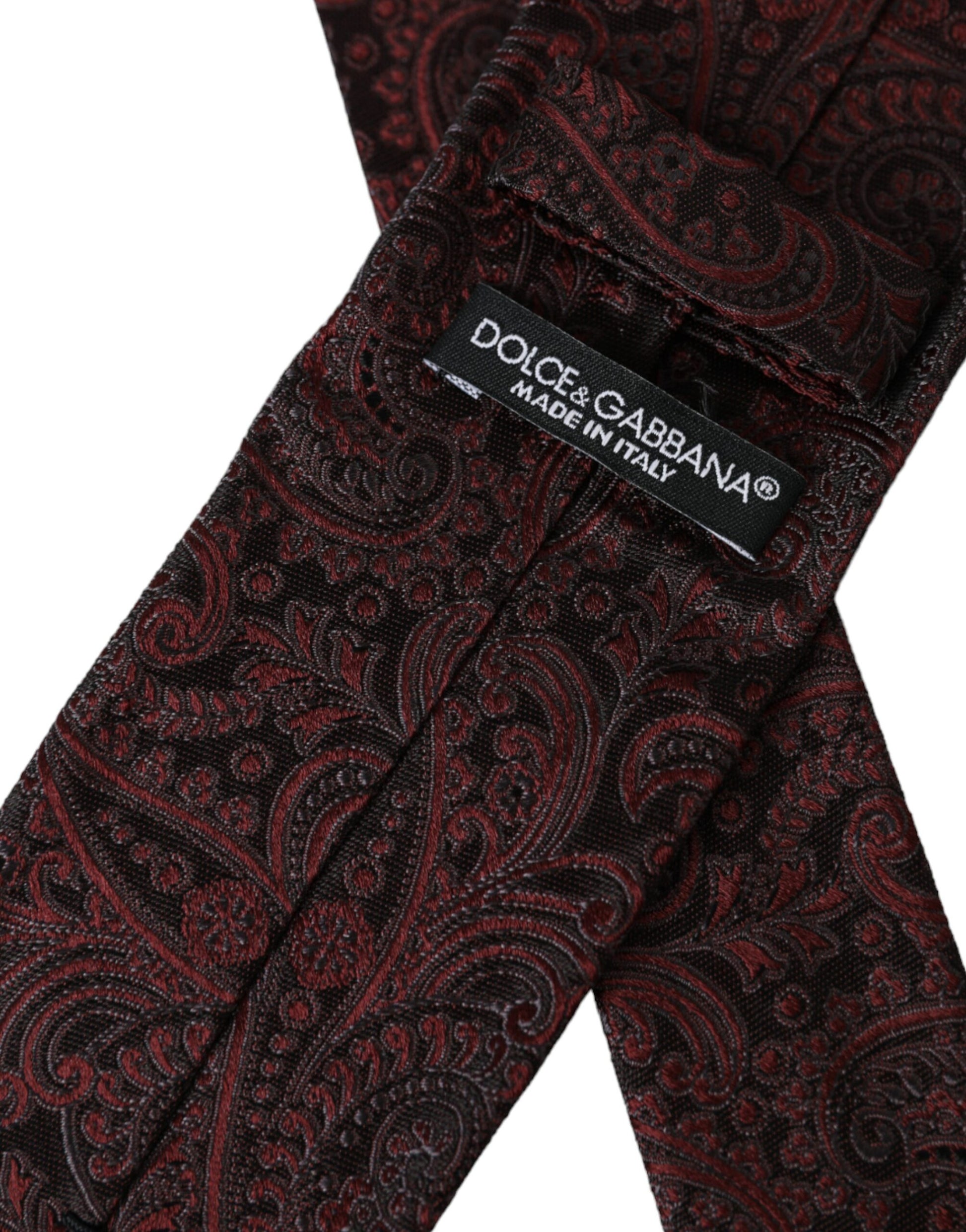 Dolce & Gabbana Bordeaux Patterned Silk Adjustable Men Tie Dolce & Gabbana