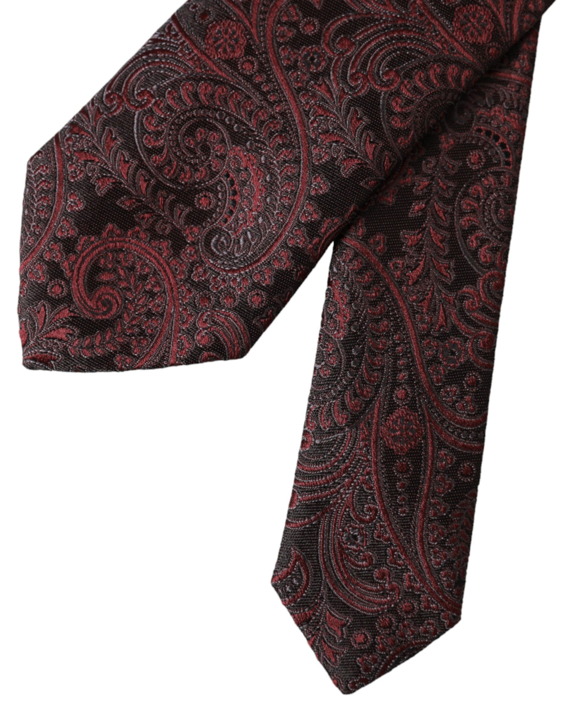 Dolce & Gabbana Bordeaux Patterned Silk Adjustable Men Tie Dolce & Gabbana