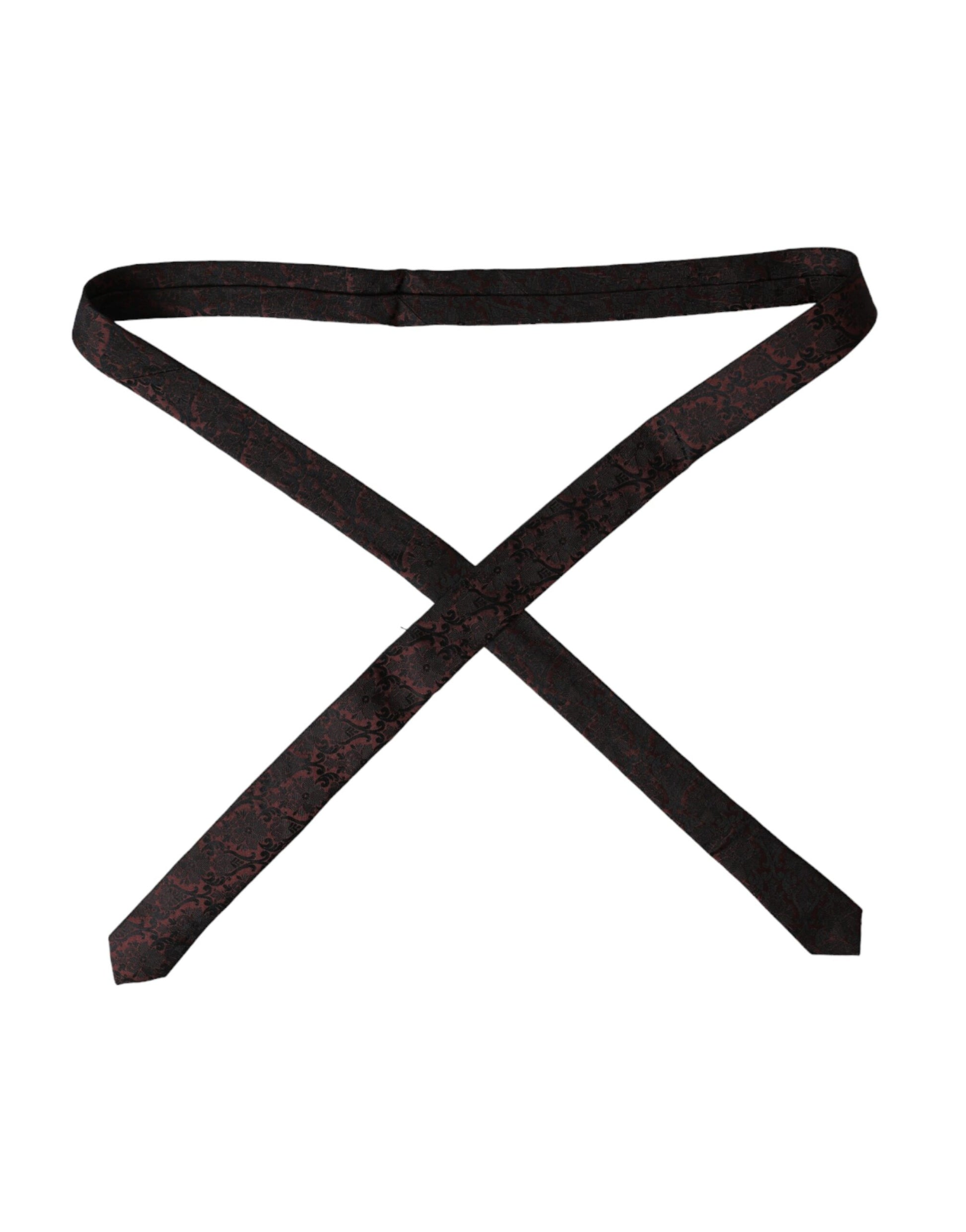 Dolce & Gabbana Maroon Floral Fantasy Silk Adjustable Men Tie Dolce & Gabbana