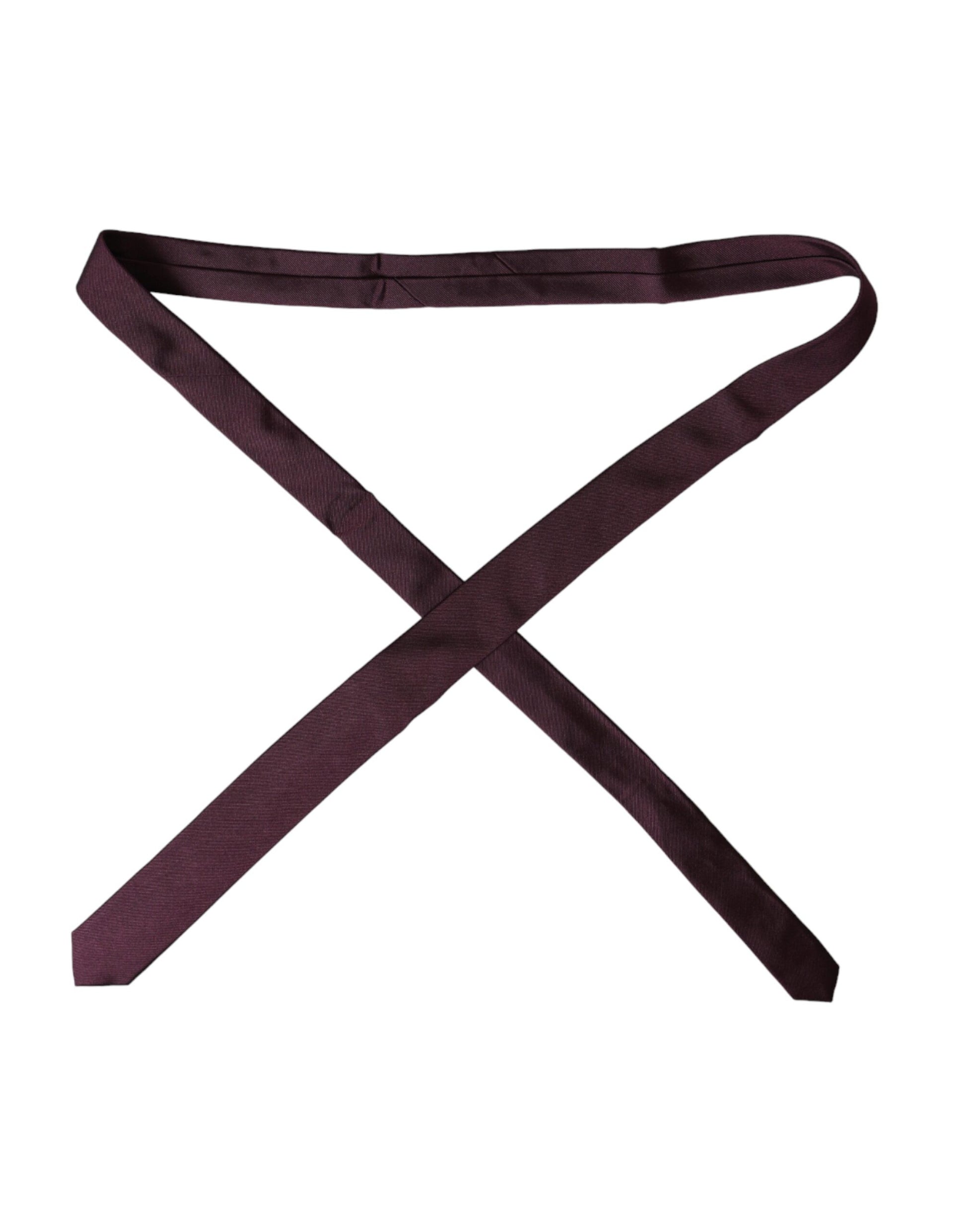 Dolce & Gabbana Bordeaux Solid 100% Silk Adjustable Men Tie Dolce & Gabbana