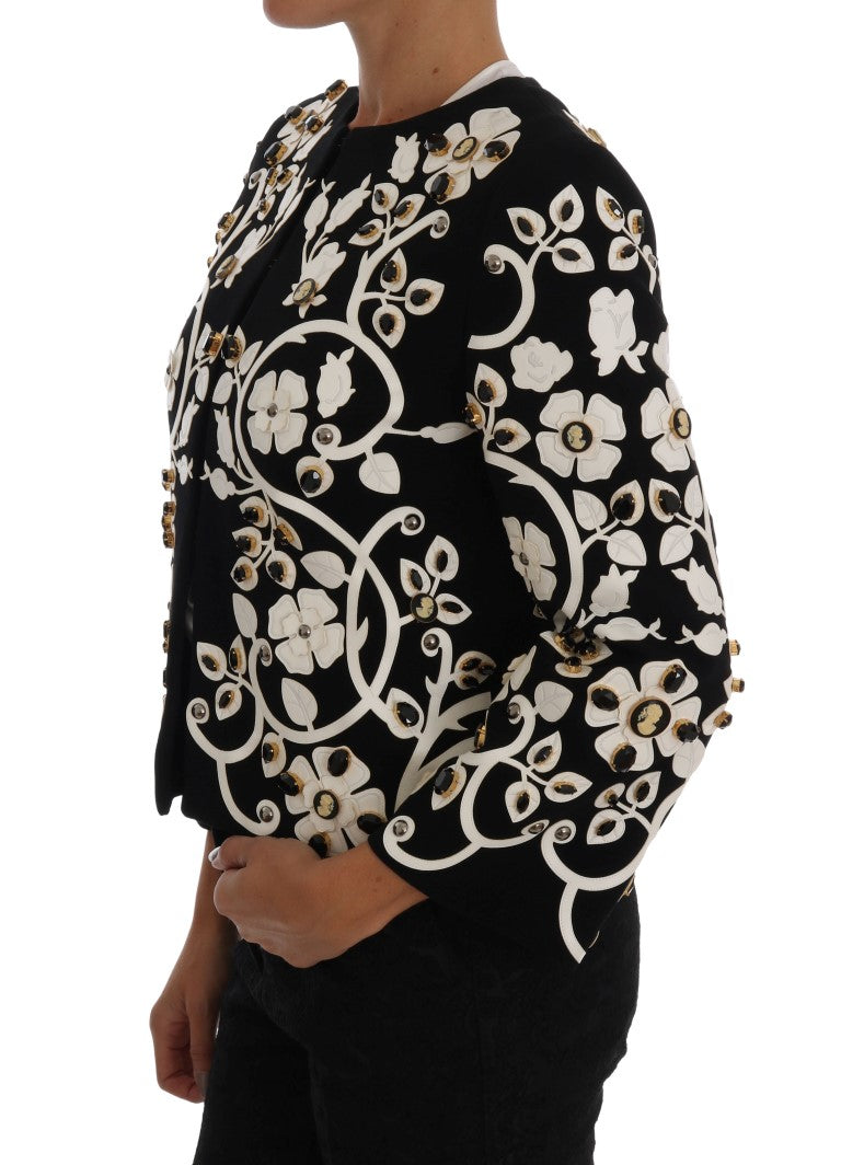 Dolce & Gabbana Black Baroque Floral Crystal Jacket Dolce & Gabbana