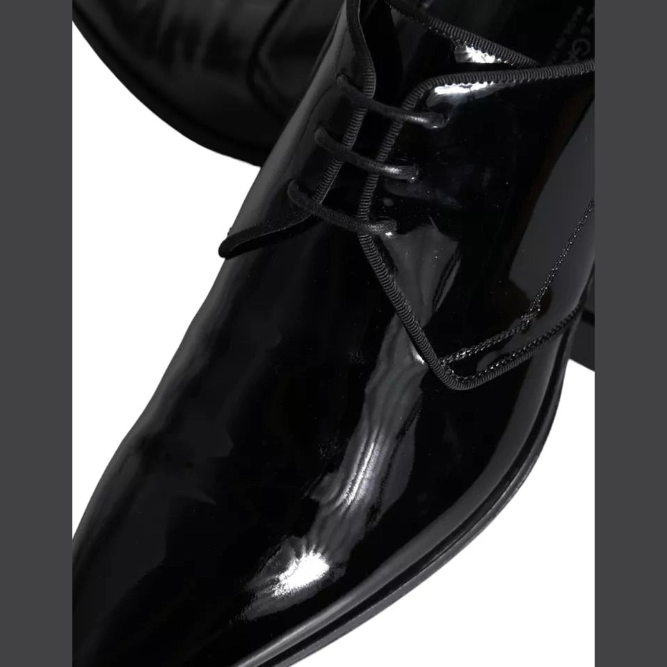 Dolce & Gabbana Black Calfskin Leather Derby Men Dress Shoes
