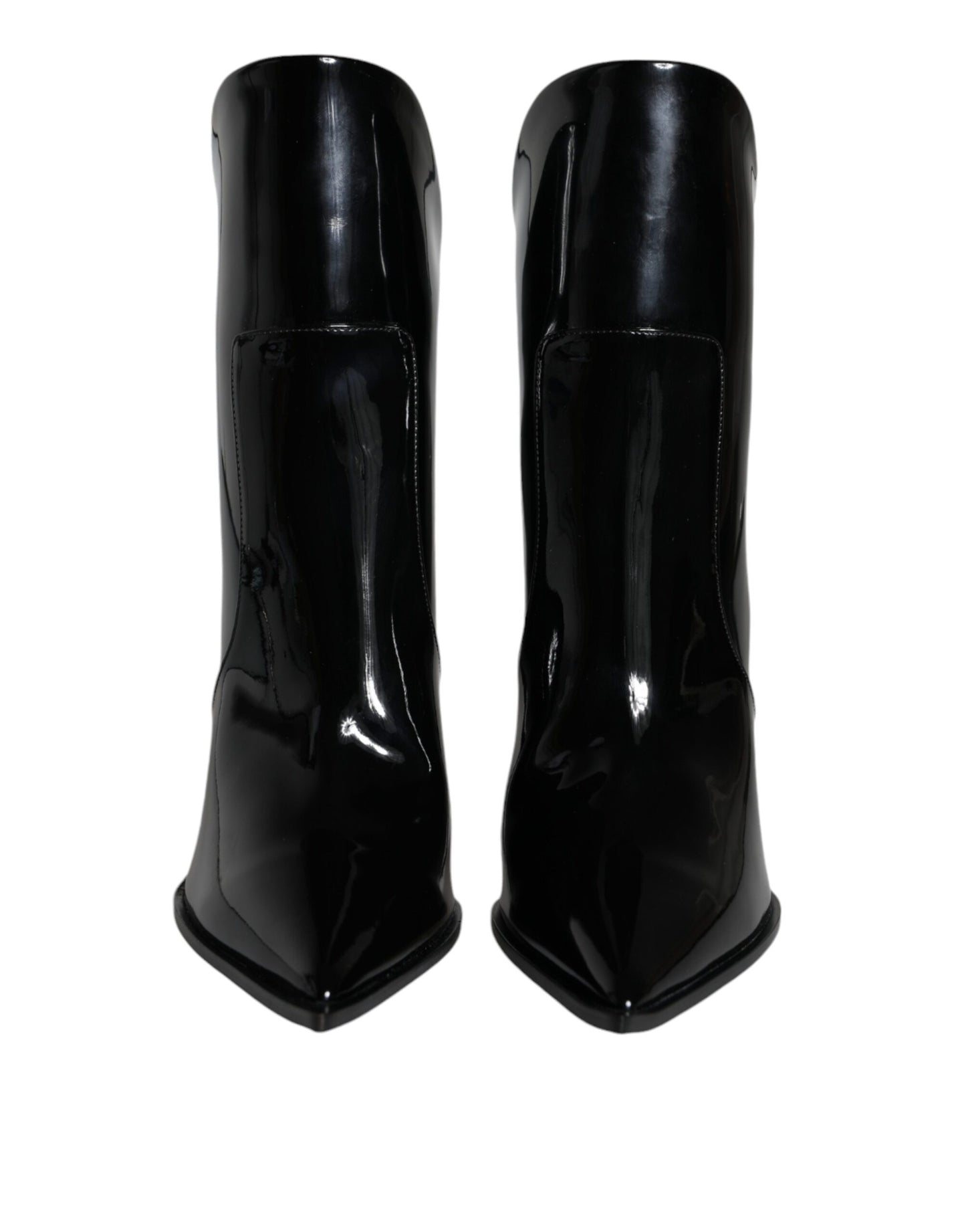 Dolce & Gabbana Black Patent Leather Pointed Ankle Boots Shoes Dolce & Gabbana