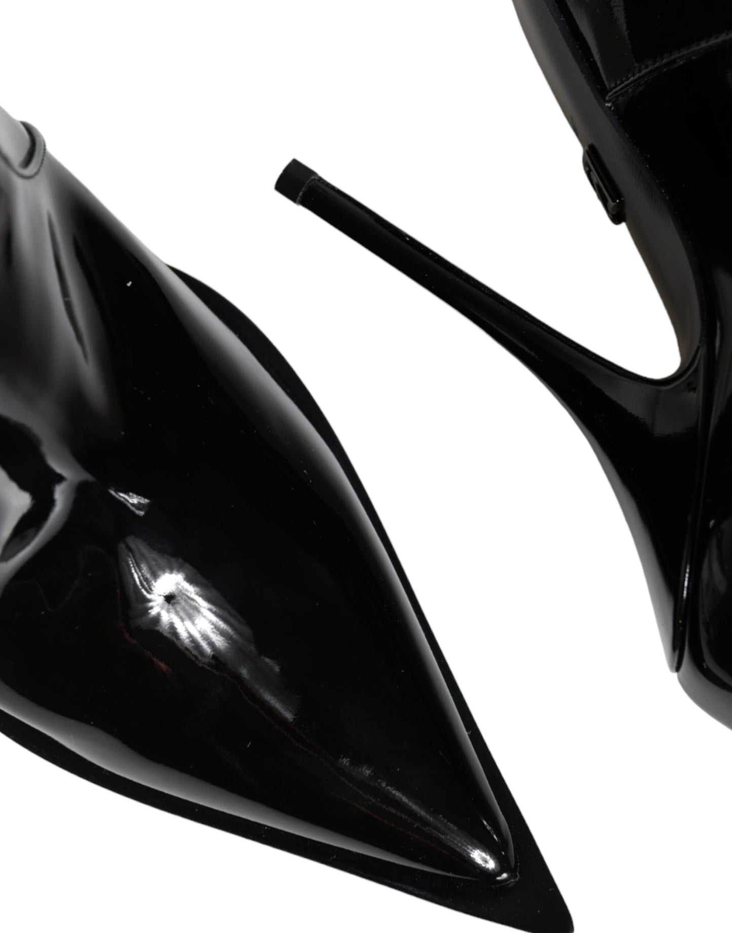 Dolce & Gabbana Black Patent Leather Pointed Ankle Boots Shoes Dolce & Gabbana