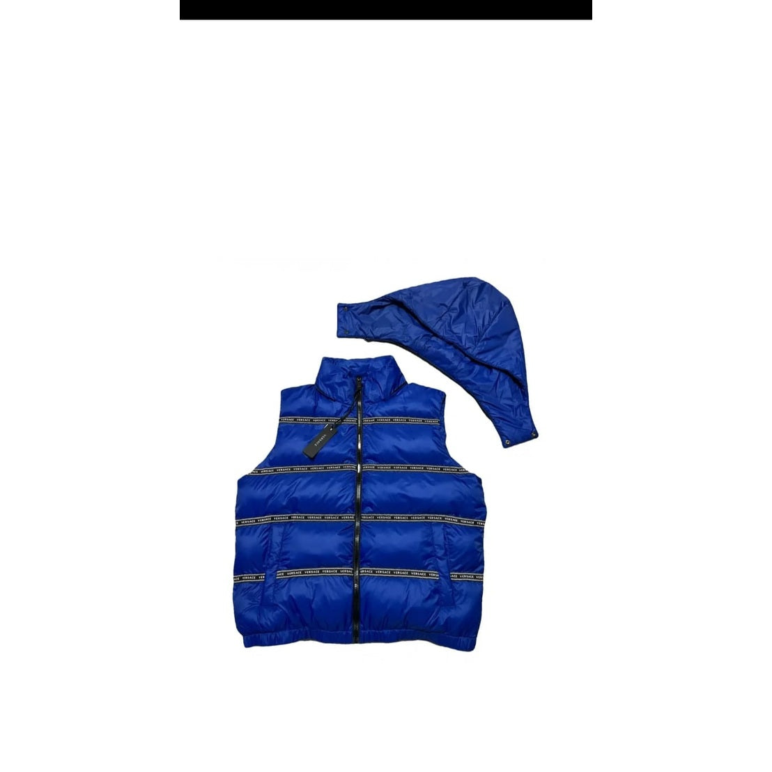 Versace Elegant Black Logo Band Vest with Detachable Hood Versace
