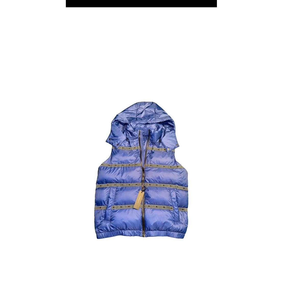 Versace Elegant Black Logo Band Vest with Detachable Hood Versace
