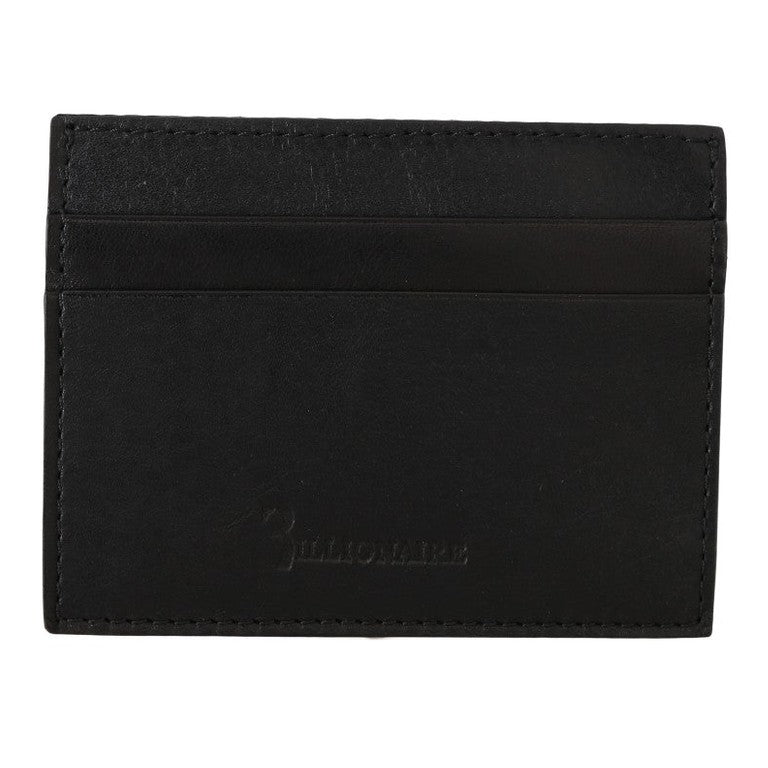Billionaire Italian Couture Black Leather Cardholder Wallet Billionaire Italian Couture