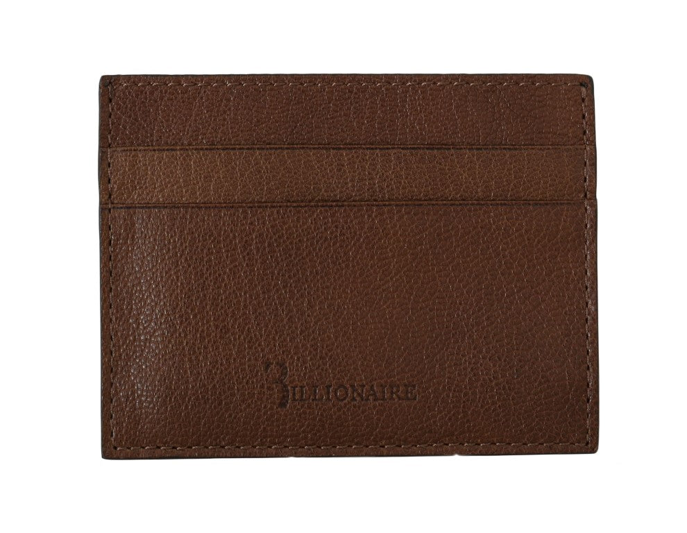 Billionaire Italian Couture Brown Leather Cardholder Wallet Billionaire Italian Couture