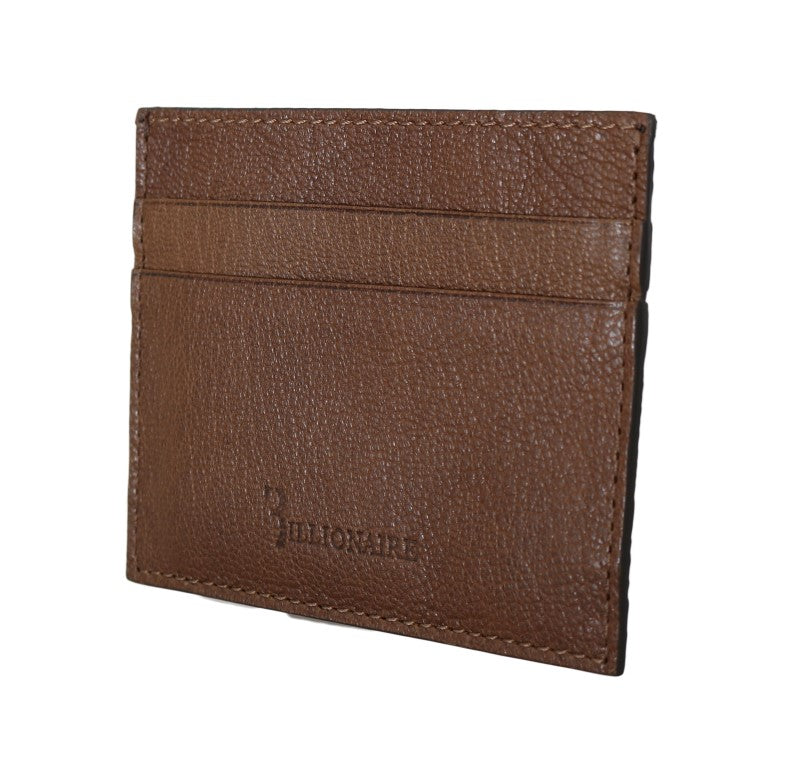 Billionaire Italian Couture Brown Leather Cardholder Wallet Billionaire Italian Couture