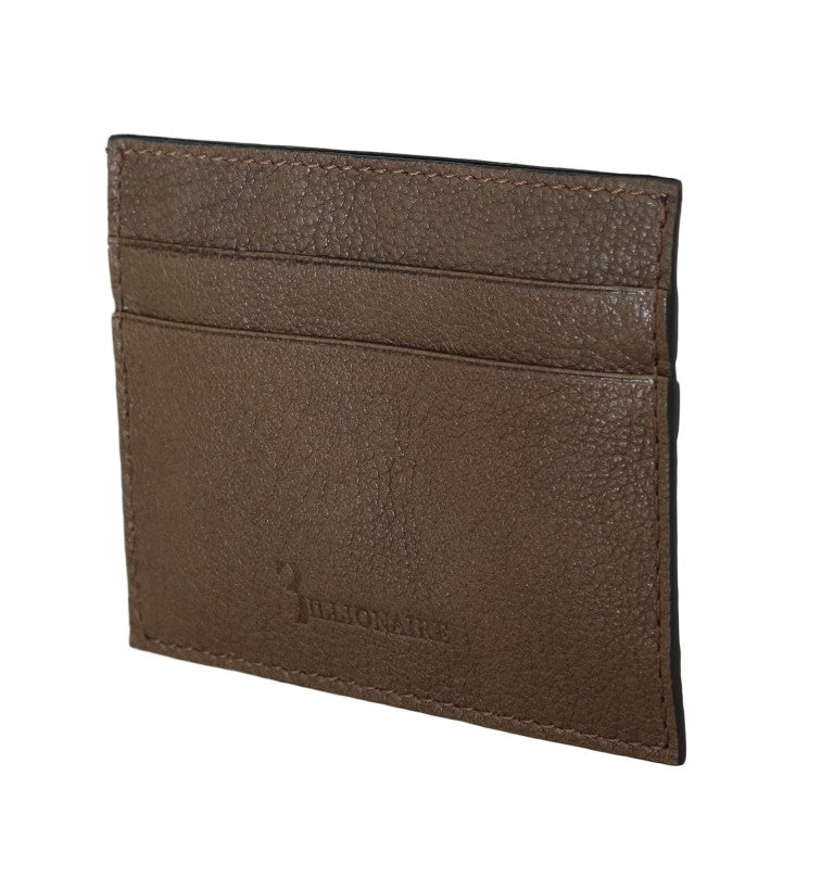 Billionaire Italian Couture Brown Leather Cardholder Wallet Billionaire Italian Couture