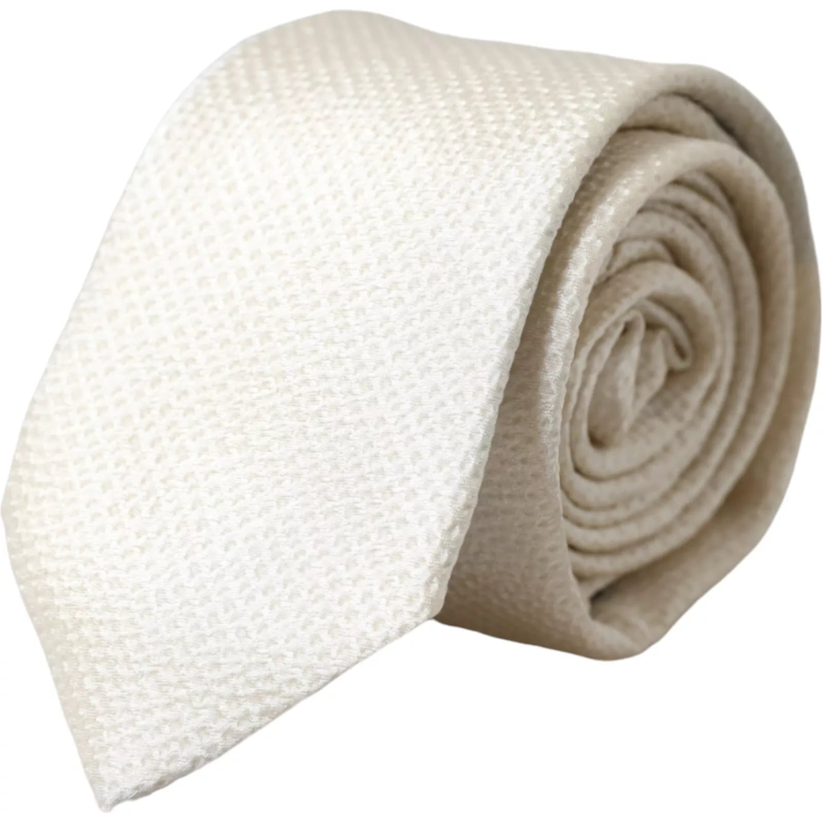 Dolce & Gabbana Off White 100% Silk Adjustable Necktie Men Tie Dolce & Gabbana