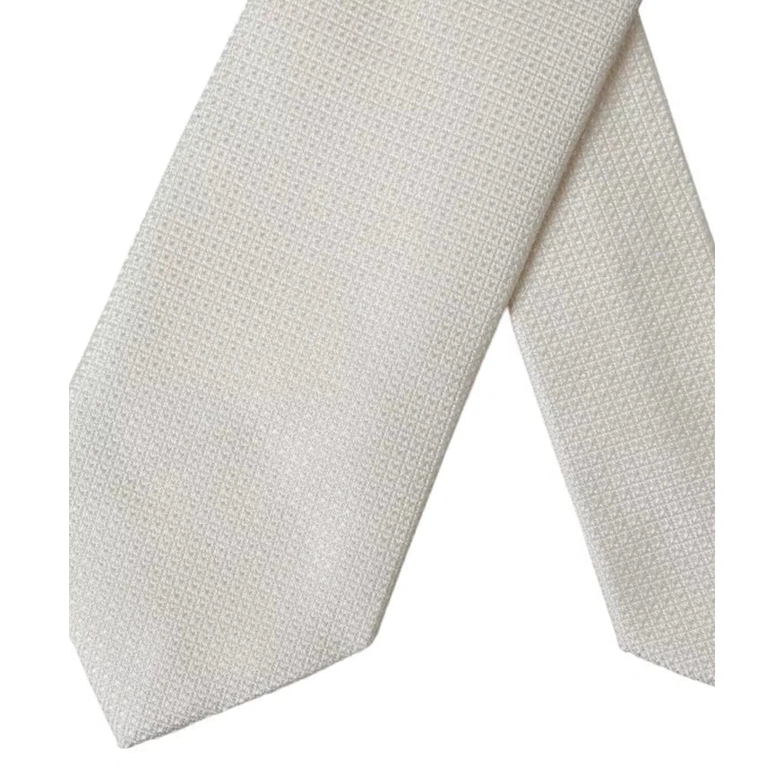 Dolce & Gabbana Off White Patterned Silk Classic Adjustable Tie