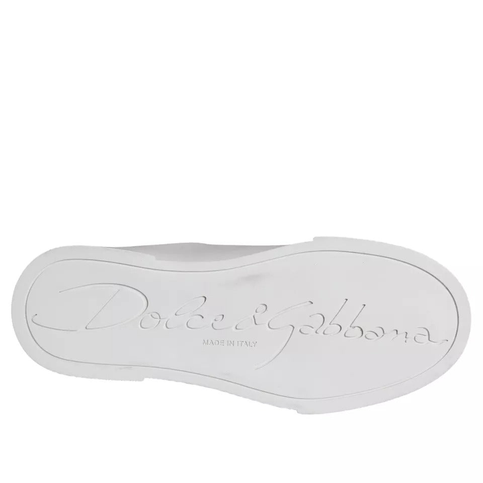 Dolce & Gabbana White Patch Calfskin Nappa Portofino Sneakers Shoes Dolce & Gabbana