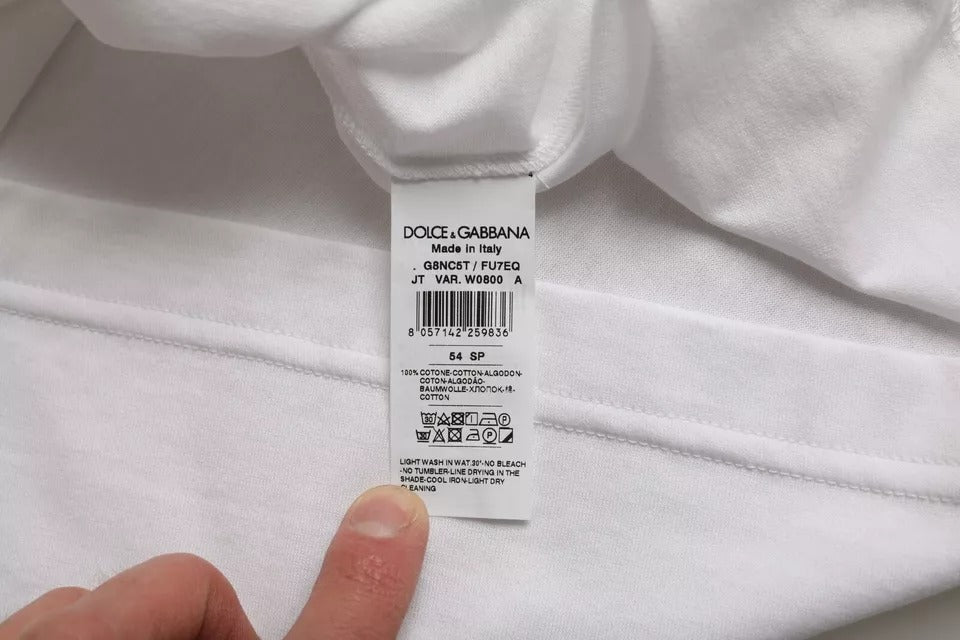 Dolce & Gabbana White Cotton Round Neck Short Sleeve T-shirt Dolce & Gabbana