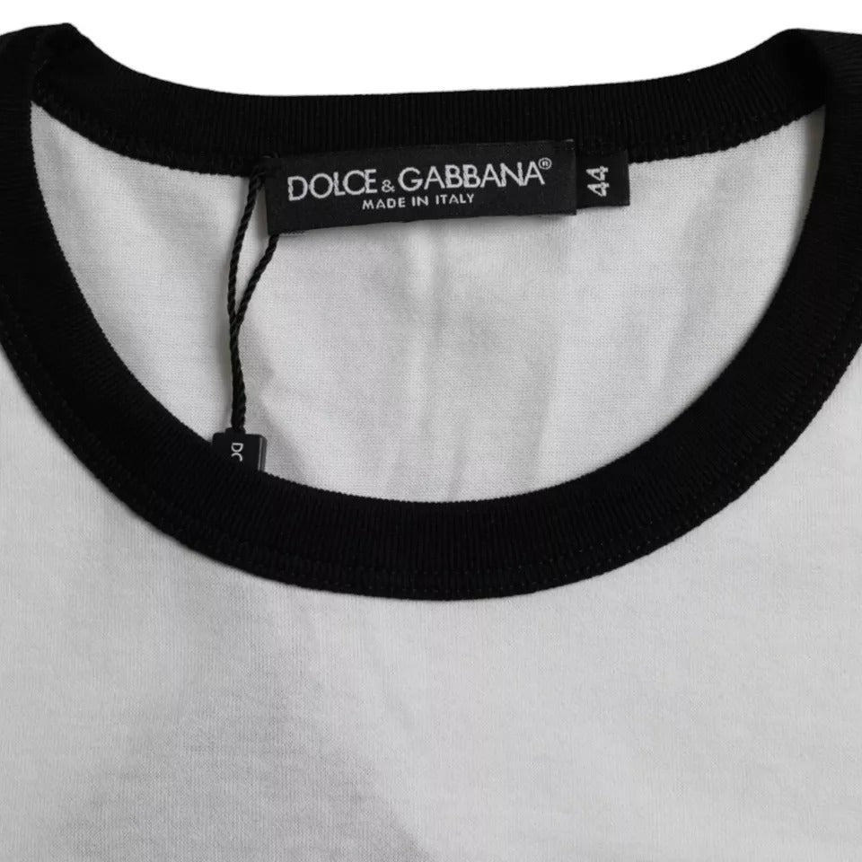 Dolce & Gabbana Black White Jazz Print Cotton Short Sleeves T-shirt Dolce & Gabbana