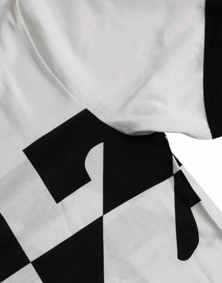 Dolce & Gabbana Black White Jazz Print Cotton Short Sleeves T-shirt Dolce & Gabbana