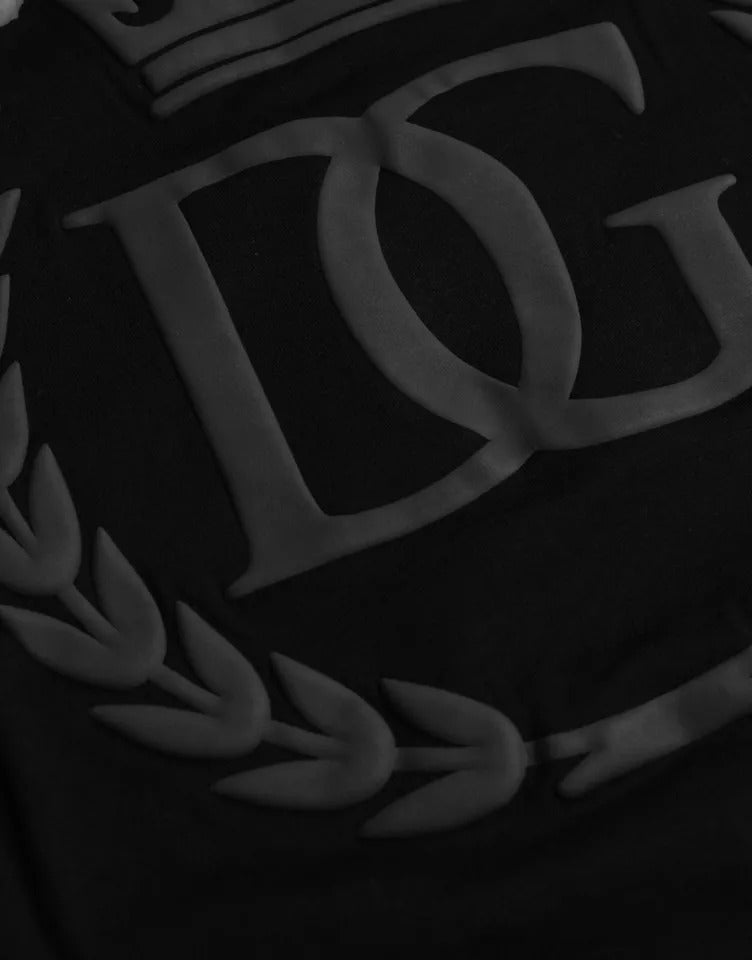Dolce & Gabbana Black Logo Embossed Cotton Crew Neck T-shirt Dolce & Gabbana