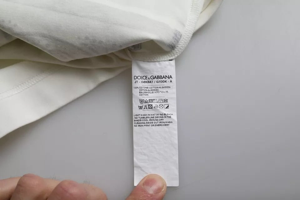 Dolce & Gabbana White Bandana Print Cotton Short Sleeves Men T-shirt Dolce & Gabbana