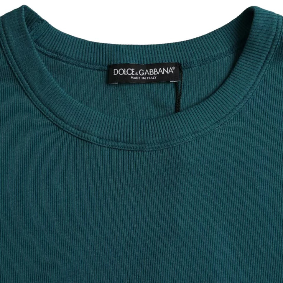 Dolce & Gabbana Blue Green Cotton Round Neck Short Sleeves T-shirt Dolce & Gabbana