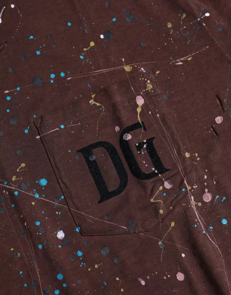 Dolce & Gabbana Brown Color Splash Cotton Crew Neck T-shirt Dolce & Gabbana