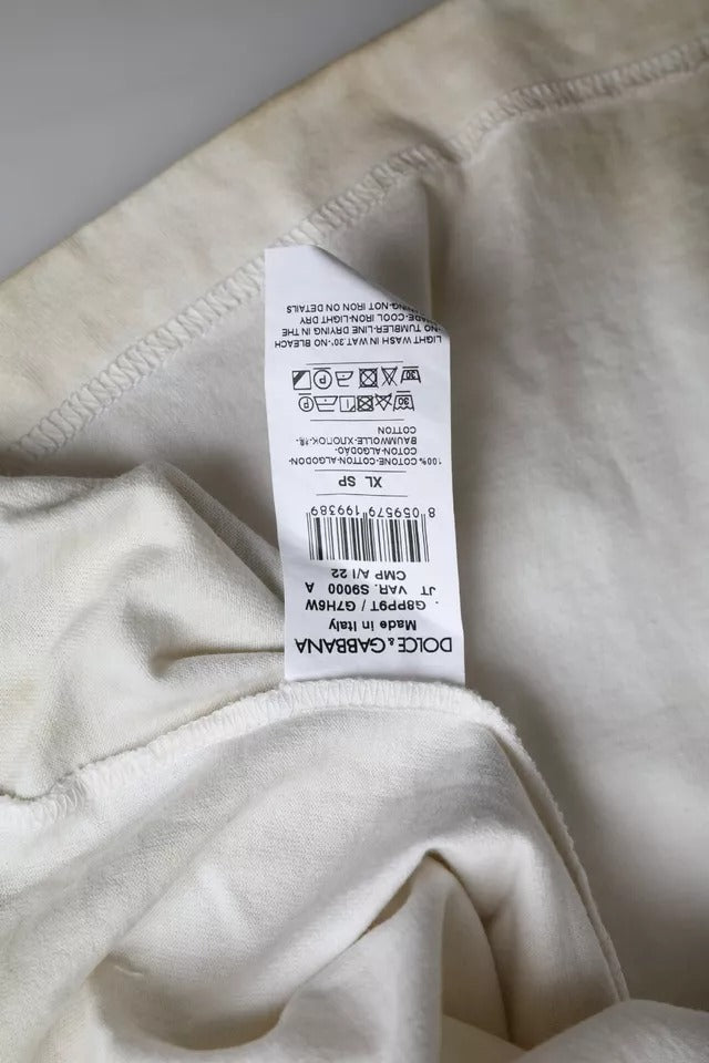 Dolce & Gabbana Off White Logo Cotton Crew Neck T-shirt Dolce & Gabbana
