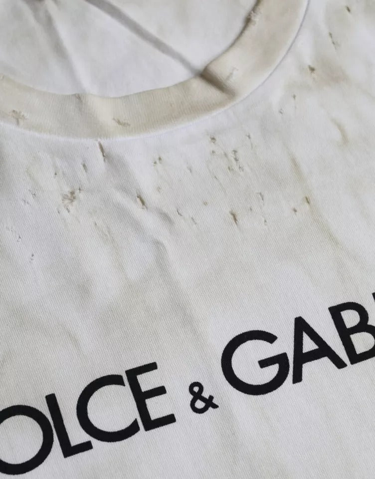 Dolce & Gabbana Off White Logo Cotton Crew Neck T-shirt Dolce & Gabbana