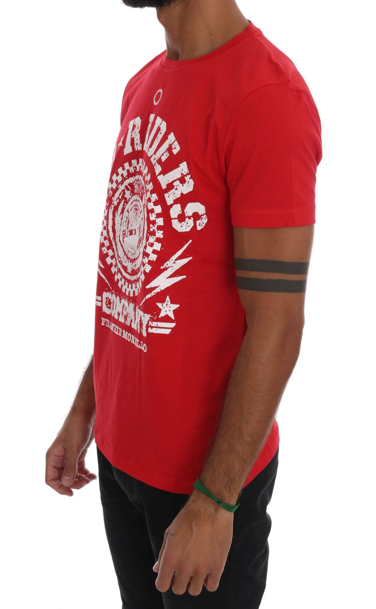 Frankie Morello Red Cotton RIDERS Crewneck T-Shirt Frankie Morello