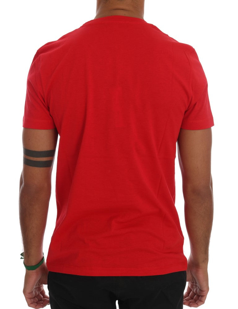 Frankie Morello Red Cotton RIDERS Crewneck T-Shirt Frankie Morello